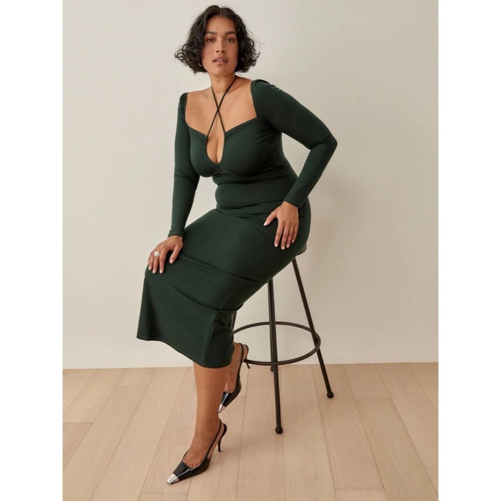 Reformation Alexei Knit Dress Sz S in Forest